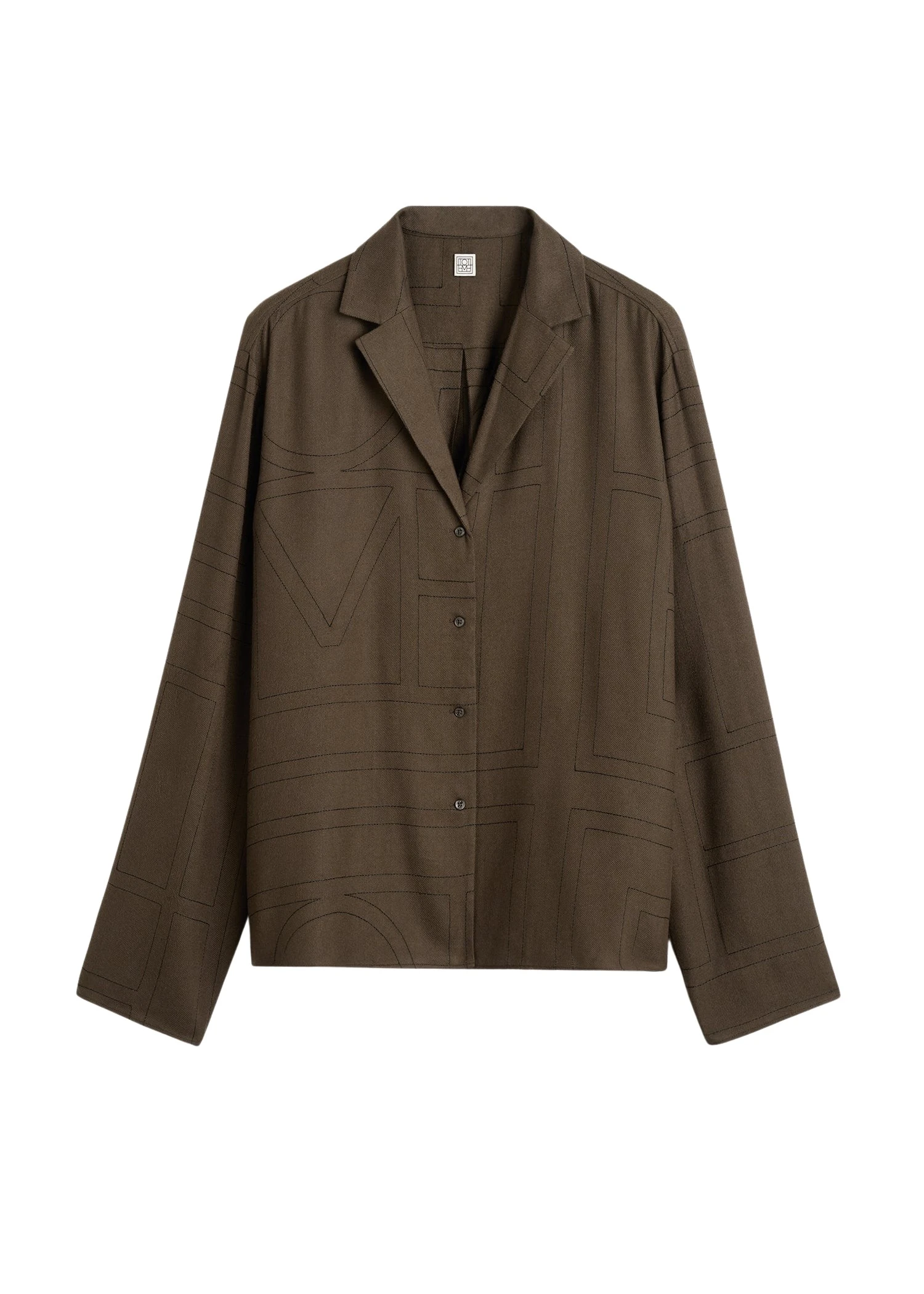 Toteme-Monogram-flannel-pj-top-in-Dark-brown68380_nobg Totême Monogram flannel pj top in Dark brown - Tops - Scandinavian Minimalist Luxury at Coveti