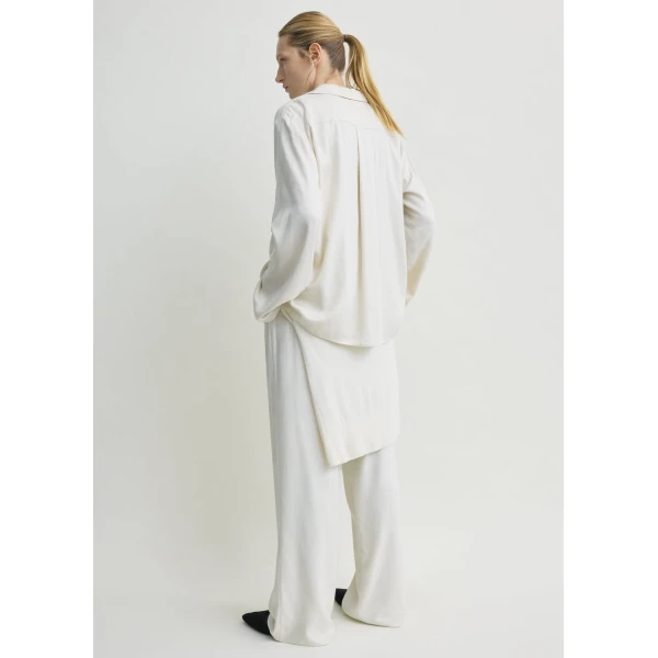 Totême Monogram flannel pj top in Ecru - Tops - Scandinavian Minimalist Luxury at Coveti