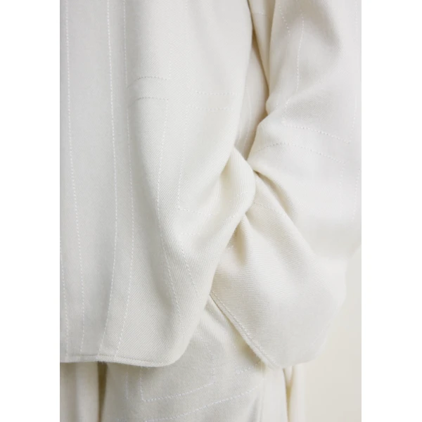 Totême Monogram flannel pj top in Ecru - Tops - Scandinavian Minimalist Luxury at Coveti