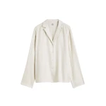 Totême Monogram flannel pj top in Ecru - Tops - Scandinavian Minimalist Luxury at Coveti