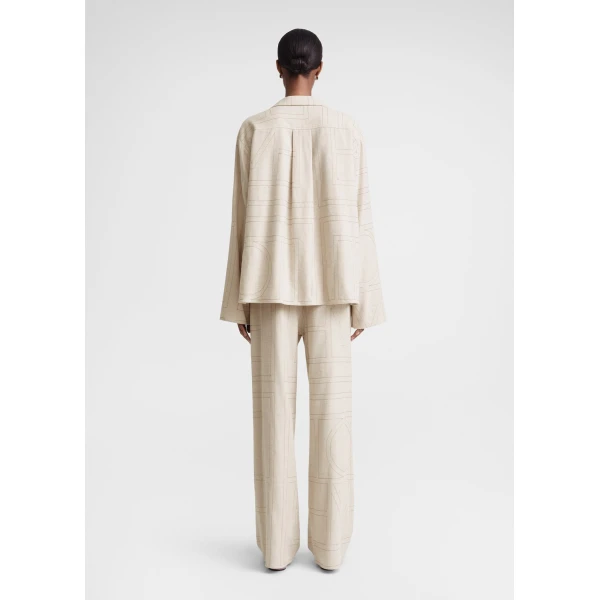 Totême Monogram flannel pj top in Light beige melange - Tops - Scandinavian Minimalist Luxury at Coveti