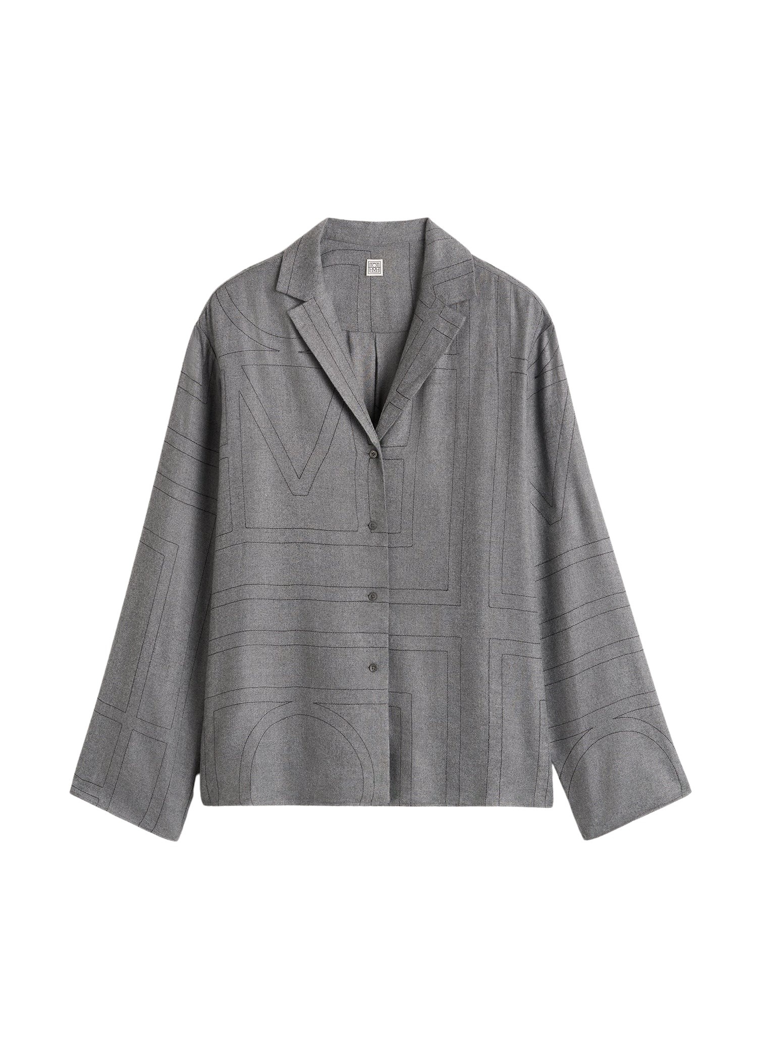 Toteme Monogram flannel pj top in Smoke melange