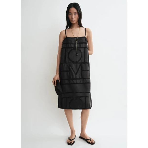 Totême Monogram silk dress in Washed black - Dresses - Scandinavian Minimalist Luxury at Coveti