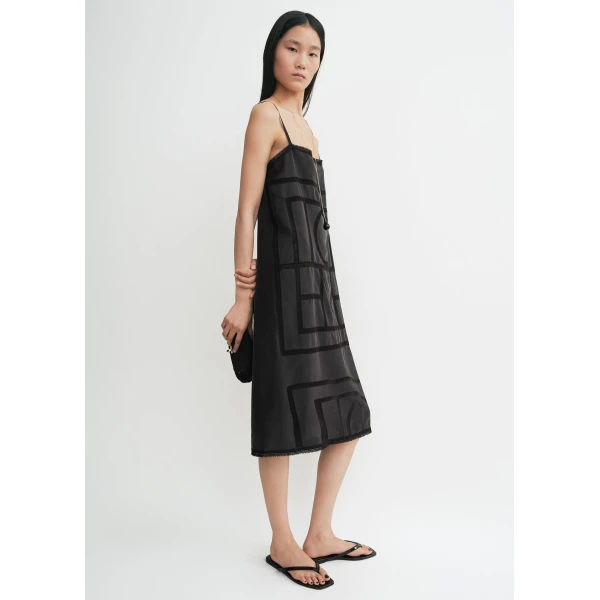 Totême Monogram silk dress in Washed black - Dresses - Scandinavian Minimalist Luxury at Coveti