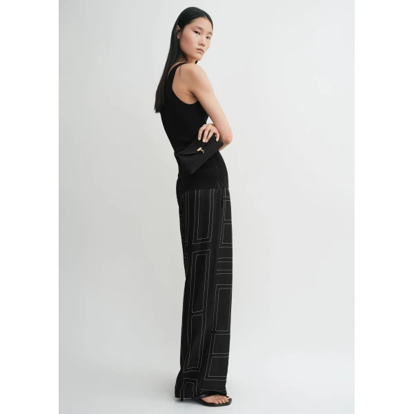 Totême Monogram silk pj bottoms black in Black monogram - Pants - Scandinavian Minimalist Luxury at Coveti