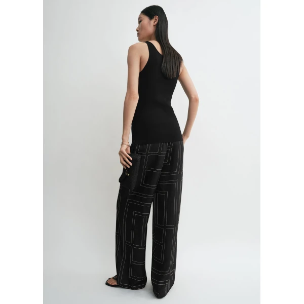 Totême Monogram silk pj bottoms black in Black monogram - Pants - Scandinavian Minimalist Luxury at Coveti