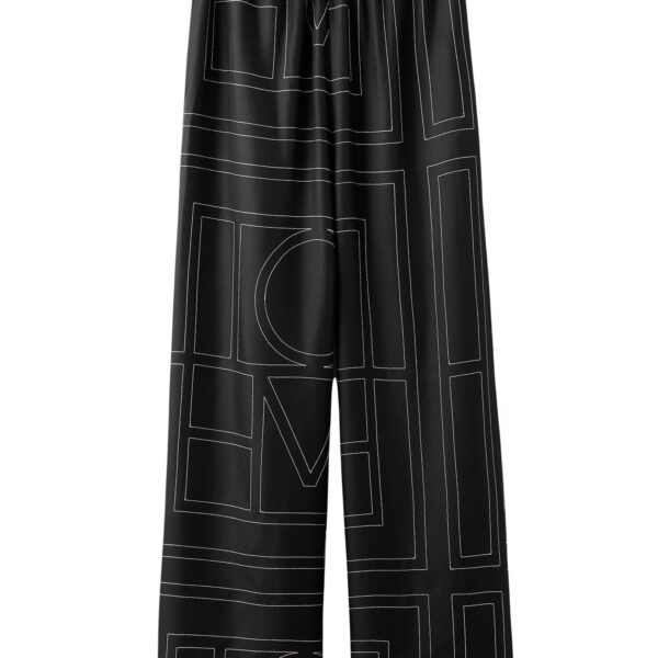 Totême Monogram silk pj bottoms black in Black monogram - Pants - Scandinavian Minimalist Luxury at Coveti