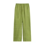 Totême Monogram silk pj bottoms in Laurel - Pants - Scandinavian Minimalist Luxury at Coveti
