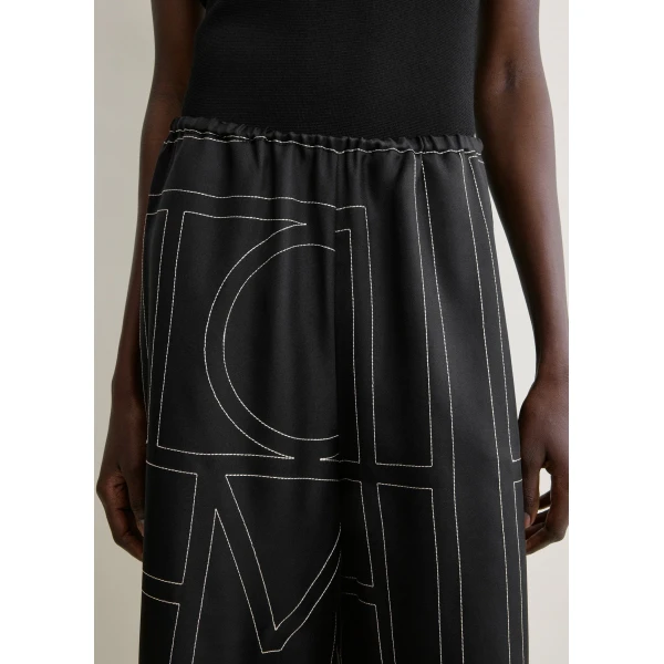 Totême Monogram silk pj culottes in Black - Shorts - Scandinavian Minimalist Luxury at Coveti