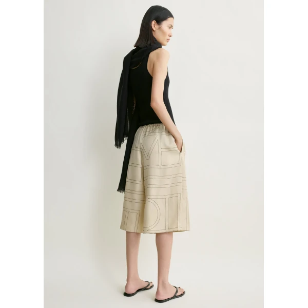 Totême Monogram silk pj culottes in Ivory - Shorts - Scandinavian Minimalist Luxury at Coveti