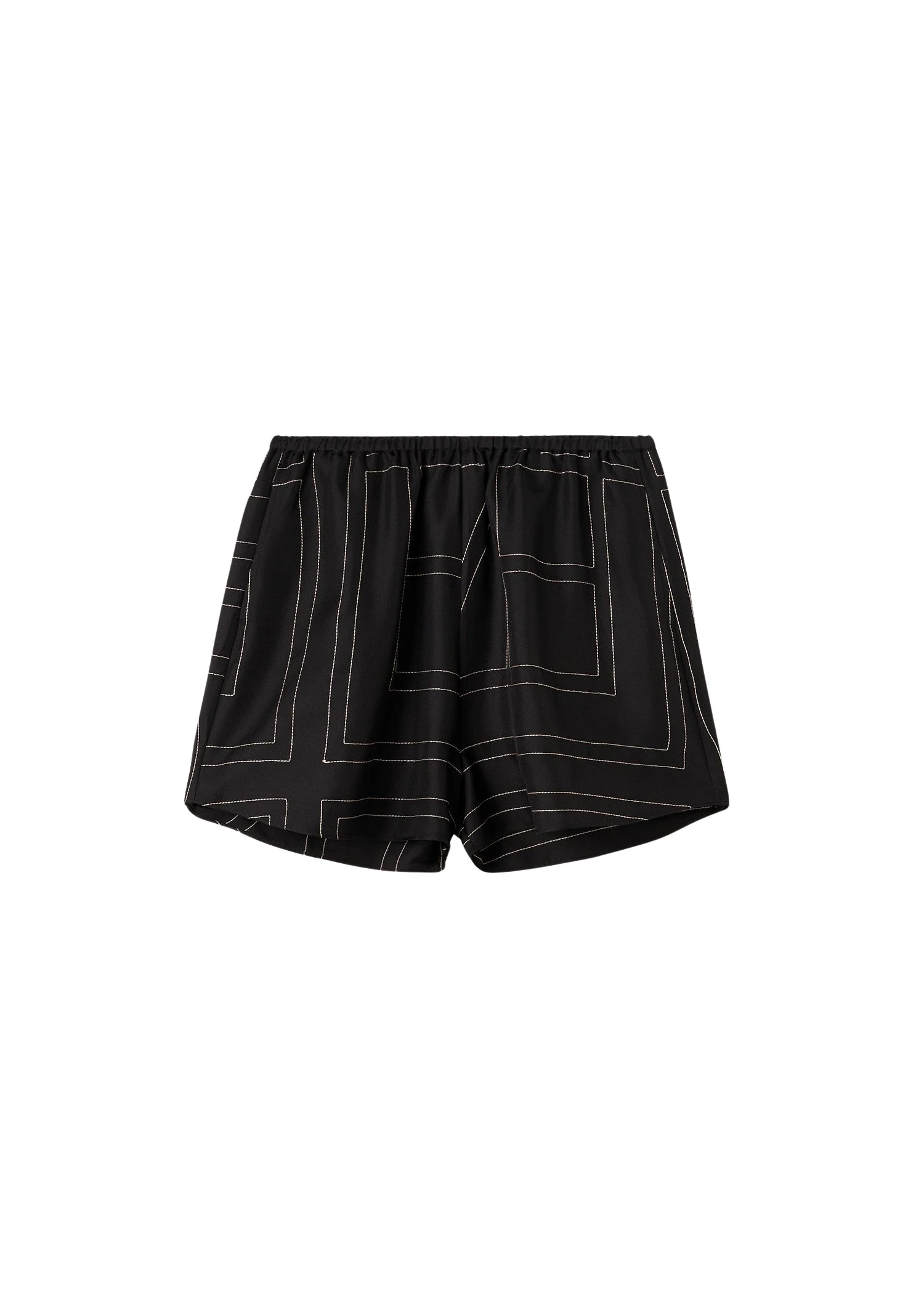 Toteme-Monogram-silk-pj-shorts-black-in-Black-monogram42483_nobg Totême Monogram silk pj shorts black in Black monogram - Pants - Scandinavian Minimalist Luxury at Coveti