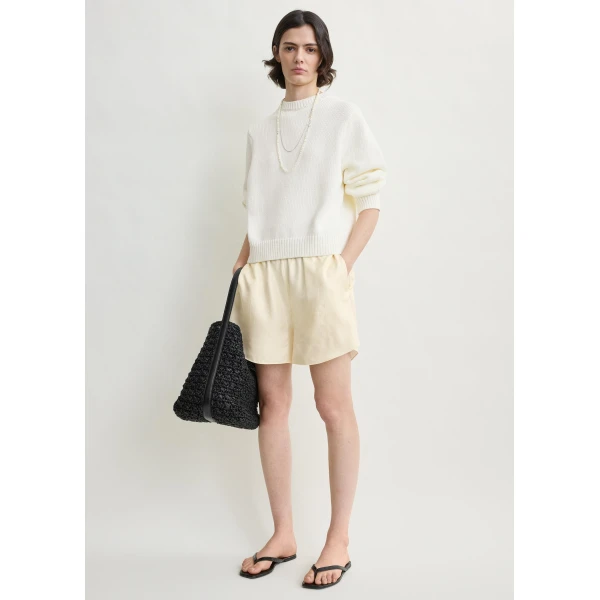 Totême Monogram silk pj shorts in Cream - Shorts - Scandinavian Minimalist Luxury at Coveti