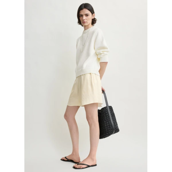 Totême Monogram silk pj shorts in Cream - Shorts - Scandinavian Minimalist Luxury at Coveti