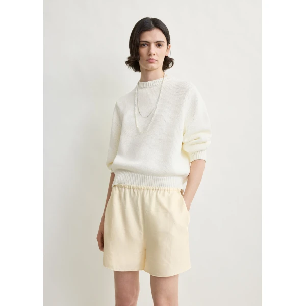 Totême Monogram silk pj shorts in Cream - Shorts - Scandinavian Minimalist Luxury at Coveti