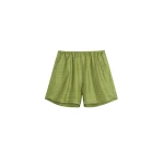 Totême Monogram silk pj shorts in Laurel - Shorts - Scandinavian Minimalist Luxury at Coveti