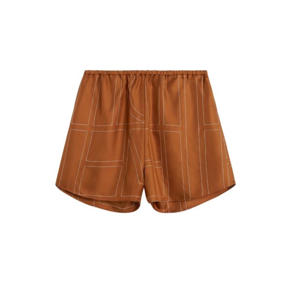 Totême Monogram silk pj shorts in Terracotta - Shorts - Scandinavian Minimalist Luxury at Coveti