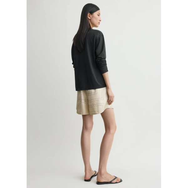 Totême Monogram silk pj shorts ivory in Ivory monogram - Pants - Scandinavian Minimalist Luxury at Coveti