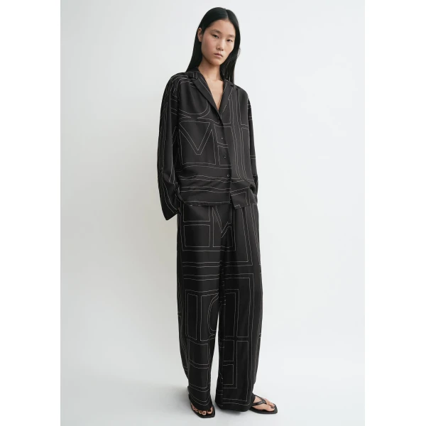 Totême Monogram silk pj top in Black - Tops - Scandinavian Minimalist Luxury at Coveti