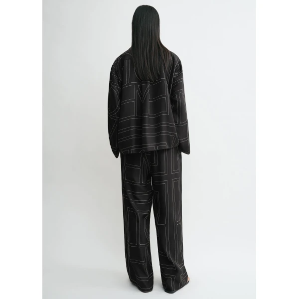 Totême Monogram silk pj top in Black - Tops - Scandinavian Minimalist Luxury at Coveti