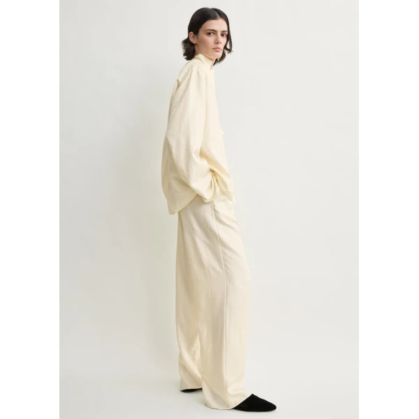 Totême Monogram silk pj top in Cream - Tops - Scandinavian Minimalist Luxury at Coveti
