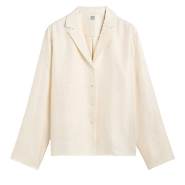 Totême Monogram silk pj top in Cream - Tops - Scandinavian Minimalist Luxury at Coveti