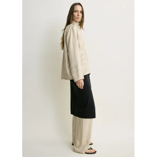 Totême Monogram silk pj top in Ivory - Tops - Scandinavian Minimalist Luxury at Coveti