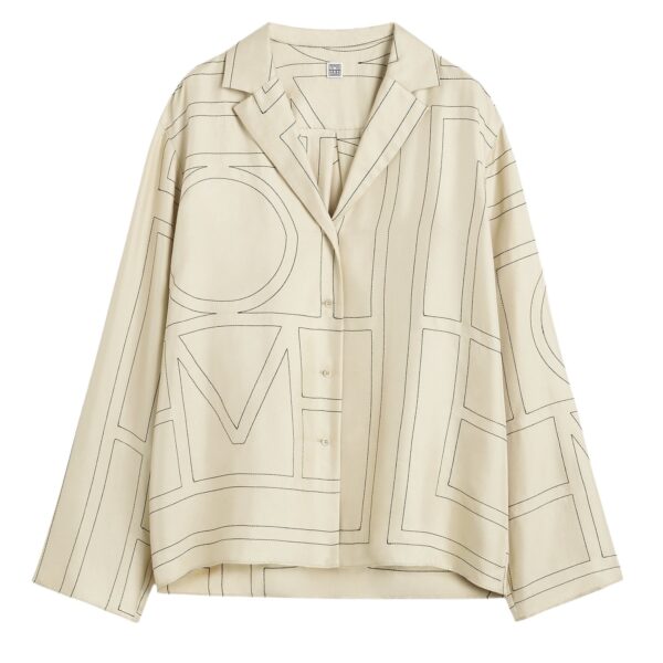 Totême Monogram silk pj top in Ivory - Tops - Scandinavian Minimalist Luxury at Coveti