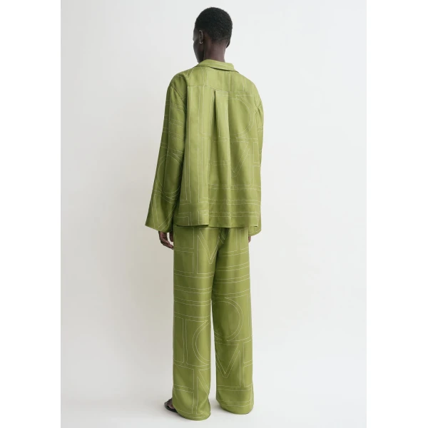Totême Monogram silk pj top in Laurel - Tops - Scandinavian Minimalist Luxury at Coveti