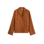 Totême Monogram silk pj top in Terracotta - Tops - Scandinavian Minimalist Luxury at Coveti