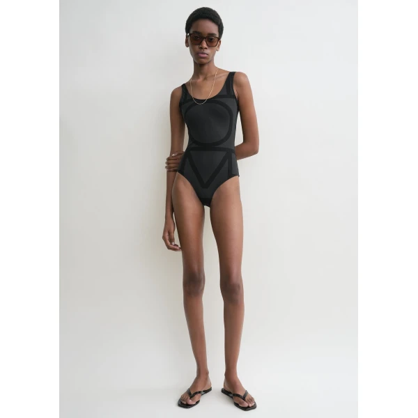 Totême Monogram swimsuit black in Black - Beachwear - Scandinavian Minimalist Luxury at Coveti