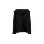 Totême Open collar wool jacket in Black - Jackets - Scandinavian Minimalist Luxury at Coveti