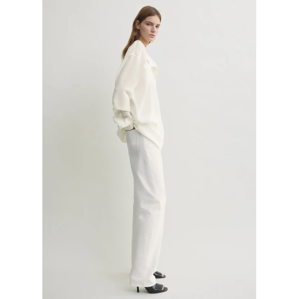 Totême Overlapping collar blouse in Milk - Tops - Scandinavian Minimalist Luxury at Coveti