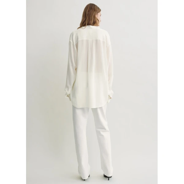 Totême Overlapping collar blouse in Milk - Tops - Scandinavian Minimalist Luxury at Coveti