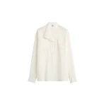 Totême Overlapping collar blouse in Milk - Tops - Scandinavian Minimalist Luxury at Coveti