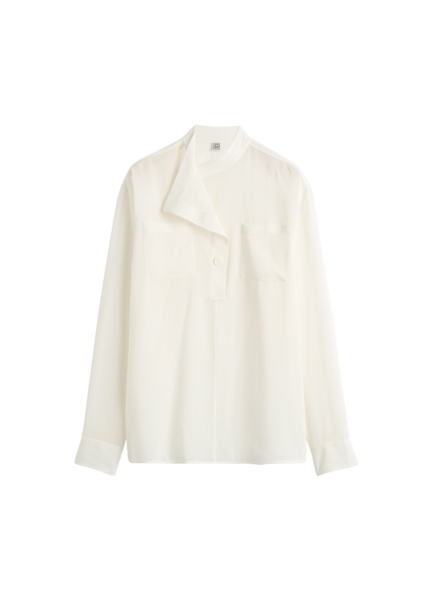 Totême Overlapping collar blouse in Milk - Tops - Scandinavian Minimalist Luxury at Coveti