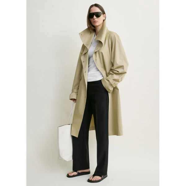 Totême Oversized cotton trench in Beige - Coats - Scandinavian Minimalist Luxury at Coveti
