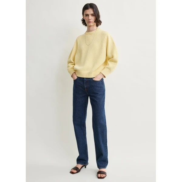 Totême Oversized crew knit in Buttercup - Knitwear - Scandinavian Minimalist Luxury at Coveti