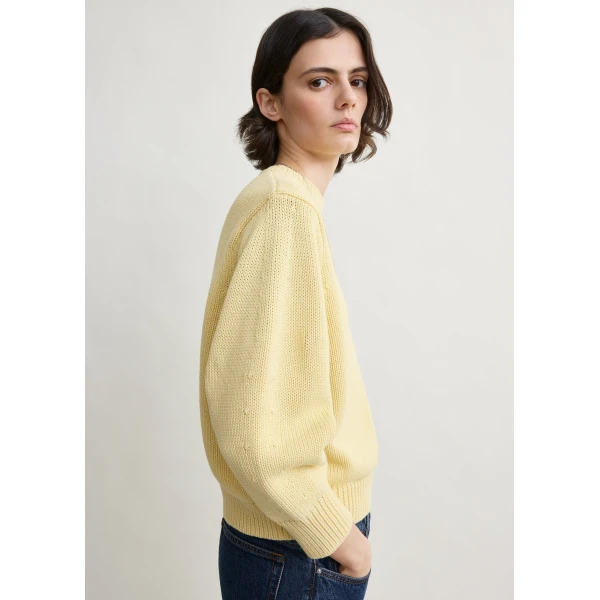 Totême Oversized crew knit in Buttercup - Knitwear - Scandinavian Minimalist Luxury at Coveti