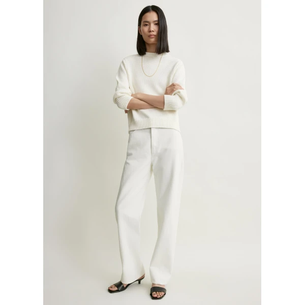 Totême Oversized crew knit in Macadamia - Knitwear - Scandinavian Minimalist Luxury at Coveti