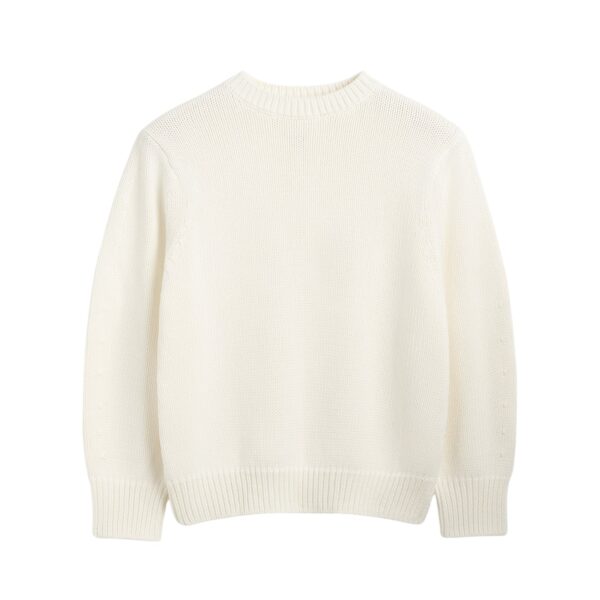 Totême Oversized crew knit in Macadamia - Knitwear - Scandinavian Minimalist Luxury at Coveti