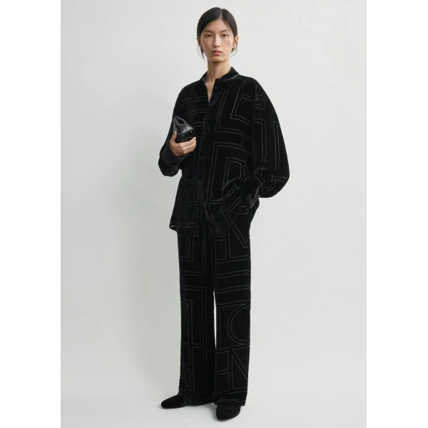 Totême Oversized devoré shirt in Black - Tops - Scandinavian Minimalist Luxury at Coveti