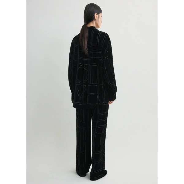 Totême Oversized devoré shirt in Black - Tops - Scandinavian Minimalist Luxury at Coveti