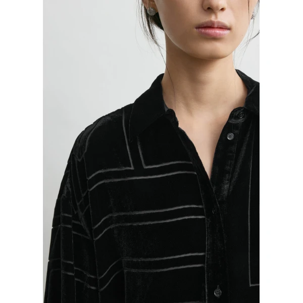 Totême Oversized devoré shirt in Black - Tops - Scandinavian Minimalist Luxury at Coveti