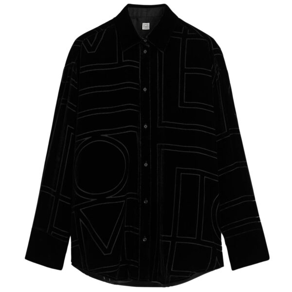 Totême Oversized devoré shirt in Black - Tops - Scandinavian Minimalist Luxury at Coveti