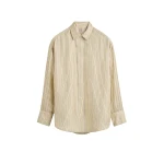 Totême Oversized striped shirt in Beige / Brown - Tops - Scandinavian Minimalist Luxury at Coveti