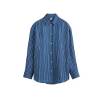 Totême Oversized striped shirt in Blue / Navy - Tops - Scandinavian Minimalist Luxury at Coveti