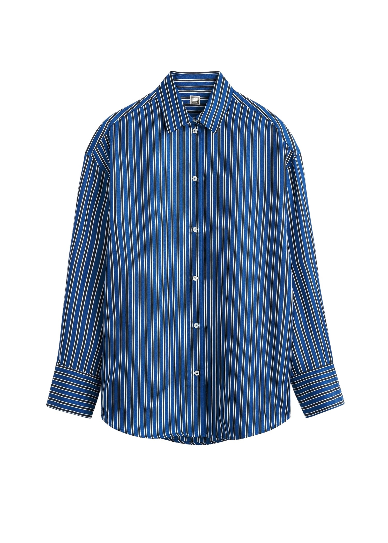 Totême Oversized striped shirt in Blue / Navy - Tops - Scandinavian Minimalist Luxury at Coveti