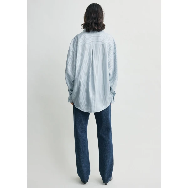Totême Oversized striped shirt in Ice / White - Tops - Scandinavian Minimalist Luxury at Coveti