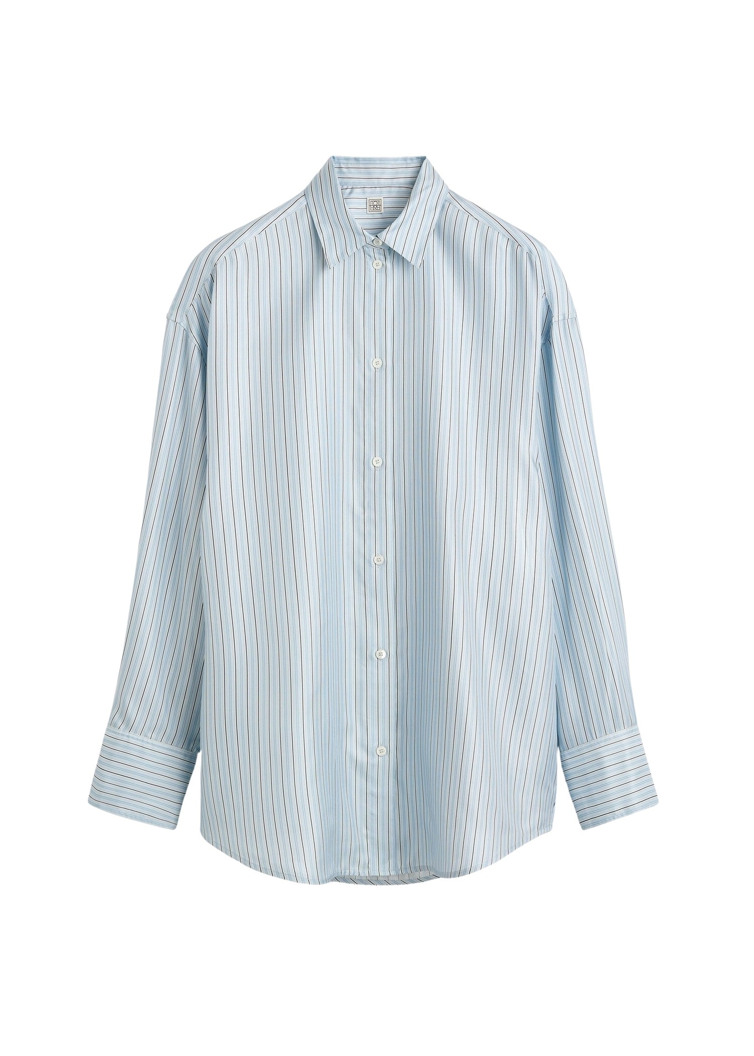 Totême Oversized striped shirt in Ice / White - Tops - Scandinavian Minimalist Luxury at Coveti