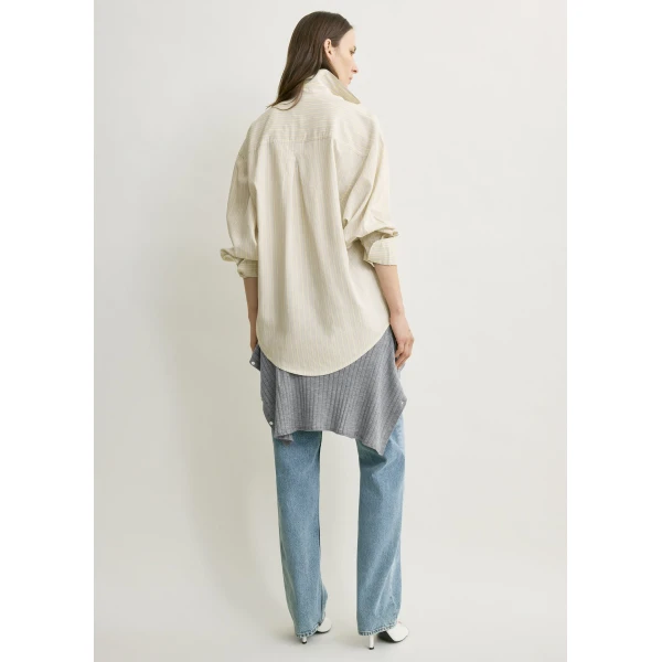 Totême Oversized striped shirt in Yellow / Sky - Tops - Scandinavian Minimalist Luxury at Coveti